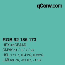 Color code: RGB 92 186 173 | qconv.com