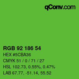 カラーコード: RGB 92 186 54 | qconv.com