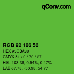 颜色代码: RGB 92 186 56 | qconv.com