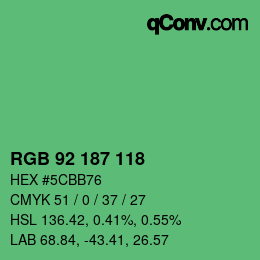 カラーコード: RGB 92 187 118 | qconv.com