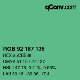 Color code: RGB 92 187 136 | qconv.com