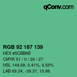 Color code: RGB 92 187 139 | qconv.com