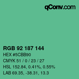 カラーコード: RGB 92 187 144 | qconv.com