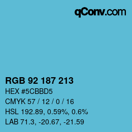 カラーコード: RGB 92 187 213 | qconv.com
