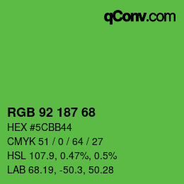 カラーコード: RGB 92 187 68 | qconv.com