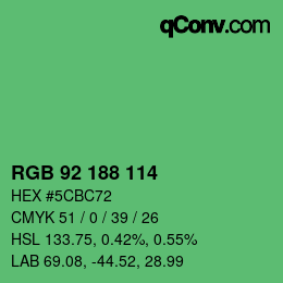 カラーコード: RGB 92 188 114 | qconv.com