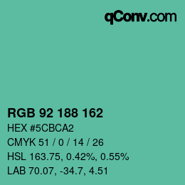 Color code: RGB 92 188 162 | qconv.com