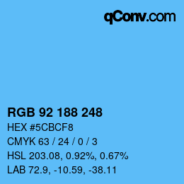 Color code: RGB 92 188 248 | qconv.com