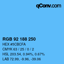 Color code: RGB 92 188 250 | qconv.com