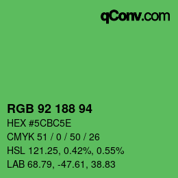 Farbcode: RGB 92 188 94 | qconv.com