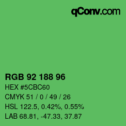 Color code: RGB 92 188 96 | qconv.com