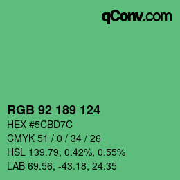 颜色代码: RGB 92 189 124 | qconv.com
