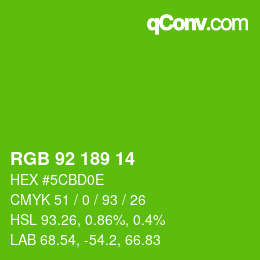 Color code: RGB 92 189 14 | qconv.com