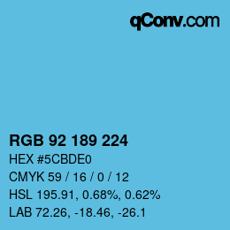 Color code: RGB 92 189 224 | qconv.com