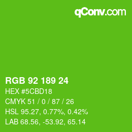カラーコード: RGB 92 189 24 | qconv.com