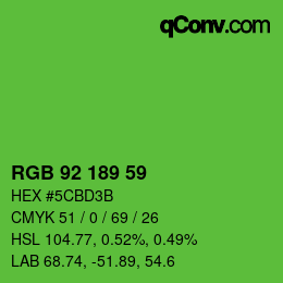 カラーコード: RGB 92 189 59 | qconv.com