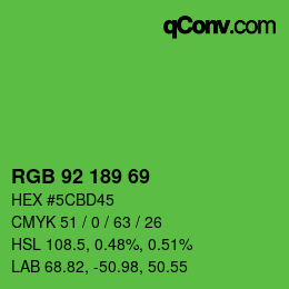 カラーコード: RGB 92 189 69 | qconv.com