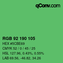 カラーコード: RGB 92 190 105 | qconv.com