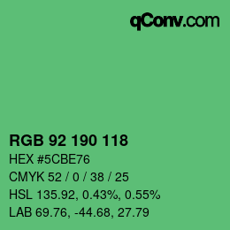 カラーコード: RGB 92 190 118 | qconv.com