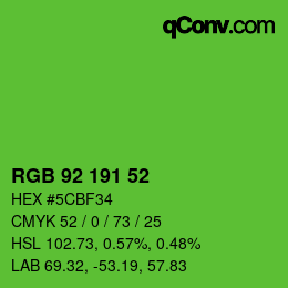 Color code: RGB 92 191 52 | qconv.com