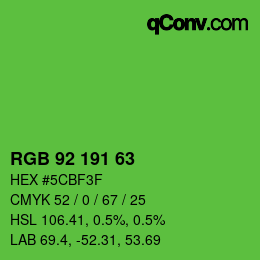 Color code: RGB 92 191 63 | qconv.com
