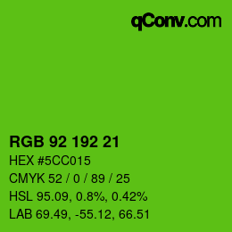 Color code: RGB 92 192 21 | qconv.com