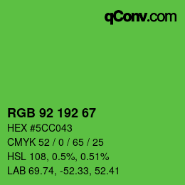 Color code: RGB 92 192 67 | qconv.com