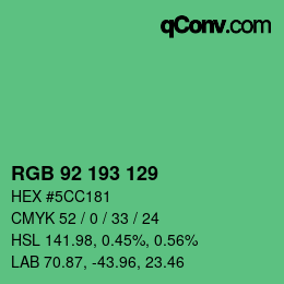 カラーコード: RGB 92 193 129 | qconv.com