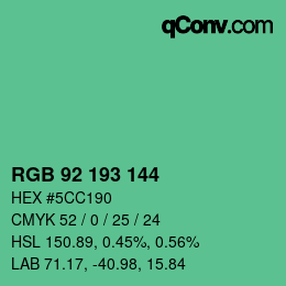 カラーコード: RGB 92 193 144 | qconv.com