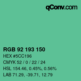 カラーコード: RGB 92 193 150 | qconv.com