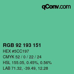 カラーコード: RGB 92 193 151 | qconv.com