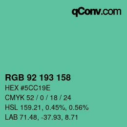 颜色代码: RGB 92 193 158 | qconv.com