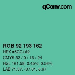 Color code: RGB 92 193 162 | qconv.com