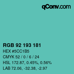 カラーコード: RGB 92 193 181 | qconv.com