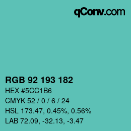 カラーコード: RGB 92 193 182 | qconv.com