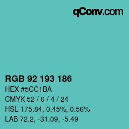Color code: RGB 92 193 186 | qconv.com