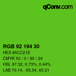 カラーコード: RGB 92 194 30 | qconv.com