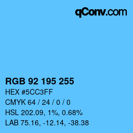 Color code: RGB 92 195 255 | qconv.com