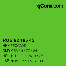 カラーコード: RGB 92 195 45 | qconv.com