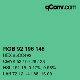 Color code: RGB 92 196 146 | qconv.com