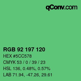 カラーコード: RGB 92 197 120 | qconv.com