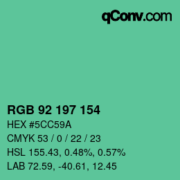 Color code: RGB 92 197 154 | qconv.com