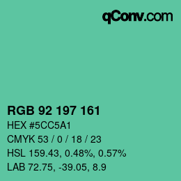 Color code: RGB 92 197 161 | qconv.com