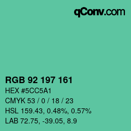 Color code: RGB 92 197 161 | qconv.com