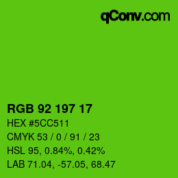 颜色代码: RGB 92 197 17 | qconv.com