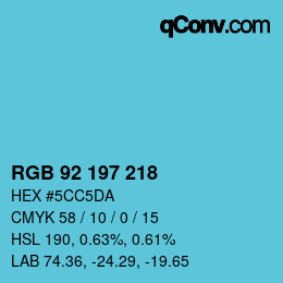 カラーコード: RGB 92 197 218 | qconv.com