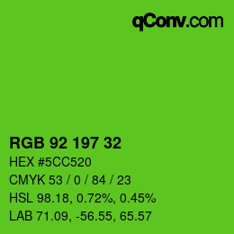カラーコード: RGB 92 197 32 | qconv.com