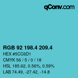 カラーコード: RGB 92 198.4 209.4 | qconv.com