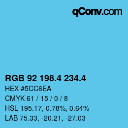カラーコード: RGB 92 198.4 234.4 | qconv.com