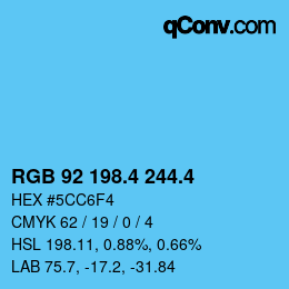 カラーコード: RGB 92 198.4 244.4 | qconv.com